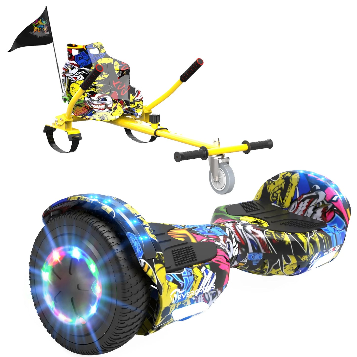 6,5" Hoverboard med Bluetooth og LED - Frit sæde (HIPHOP)