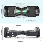 6,5" Hoverboard med Bluetooth og LED - Frit sæde (SORT)