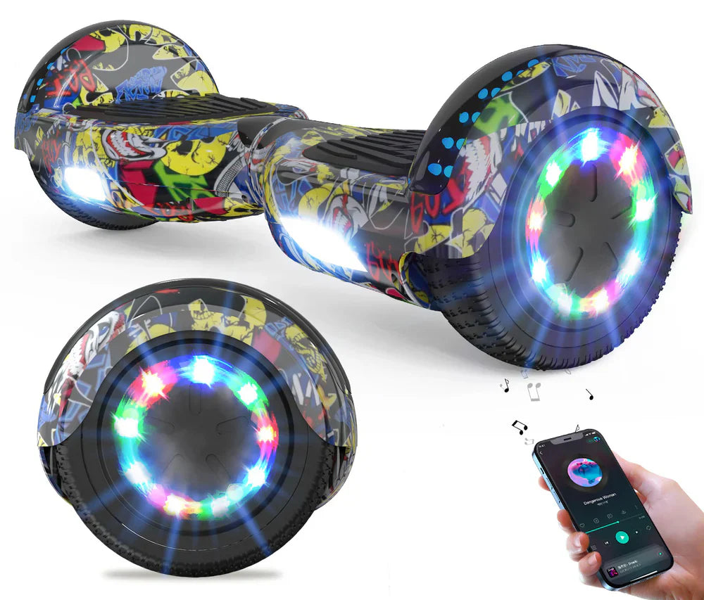 Hip Hop Gul Hoverboard 6.5 Tommer med LED & Bluetooth – Sjov & Stilfuld