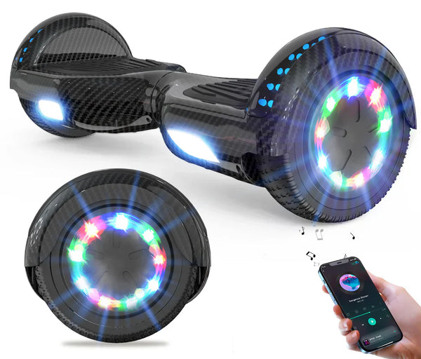Carbon Sort Hoverboard 6.5 Tommer med LED & Bluetooth – Cool Look for Alle Aldre