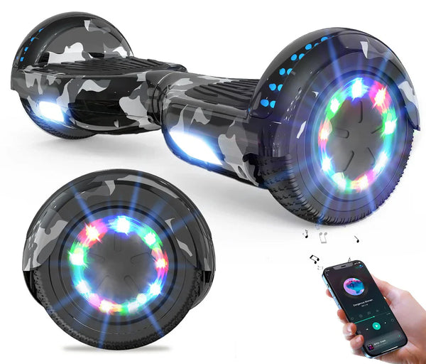 Armygrøn Hoverboard 6.5 Tommer med LED & Bluetooth – Robust Design til Udendørs Leg